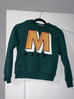Marni Dark Green Sweatshirt with Orange Yellow Logo